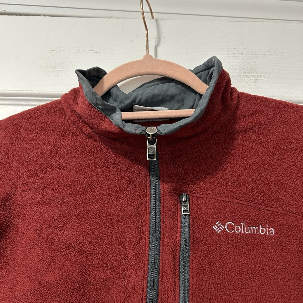 Columbia Men's Medium Fleece Pullover 1/4 Zip Burgundy Gray - Picture 4 of 7
